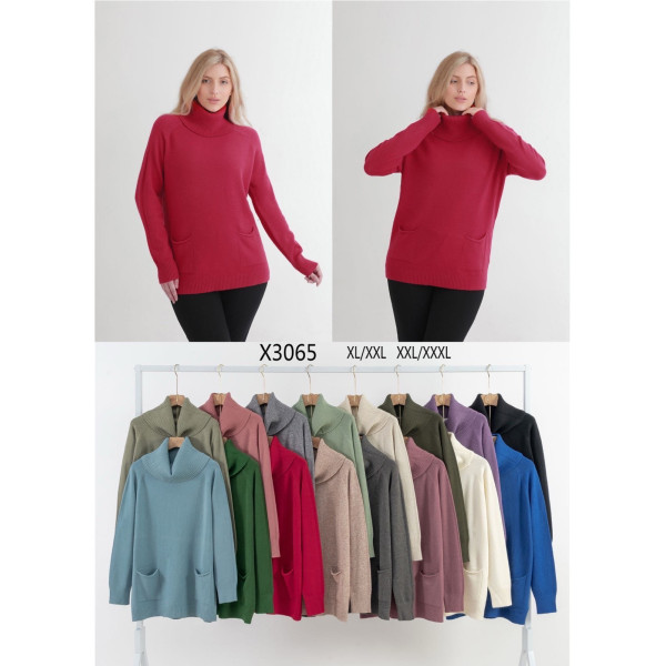 3065# мікс кольорів жіночий кашеміровий светр (10 од., розміри батал: xl-3xl) видача наступного дня