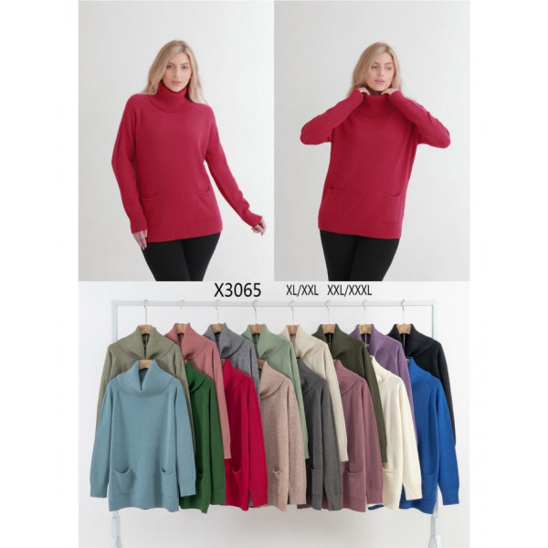 3065# мікс кольорів жіночий кашеміровий светр (10 од., розміри батал: xl-3xl) видача наступного дня