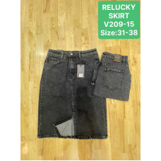 0209-15 # сіра жіноча джинсова спідниця (RELUCKY, стрейчові, 6 од. розміри батал: 31. 32. 33. 34. 36. 38) видача наступного дня