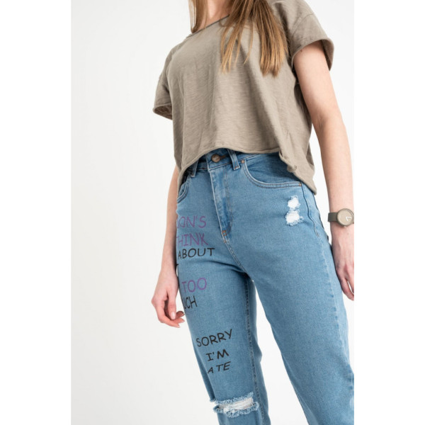 5900-44 / блакитні жіночі джинси (MOM, стречові, 4од. розміри норма: 26, 27, 27, 28) Джинси