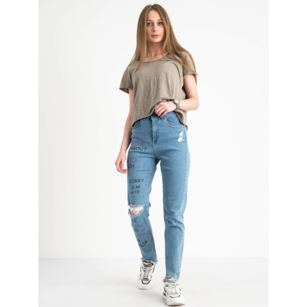 5900-44 / блакитні жіночі джинси (MOM, стречові, 4од. розміри норма: 26, 27, 27, 28) Джинси