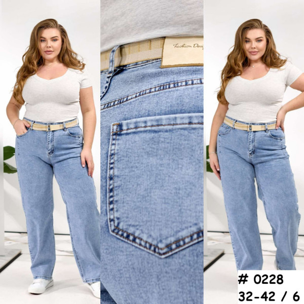 0228# голубые женские джинсы (LADY N, стрейч коттон, 6 ед, размеры батал: 32-42) выдача на следующий день Lady N