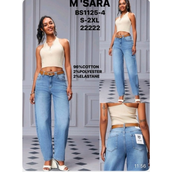 1125-4 женские джинсы (стрейчевые, 5 ед. s, m ,l, xl, 2xl размеры полубатал: ) Джинсы