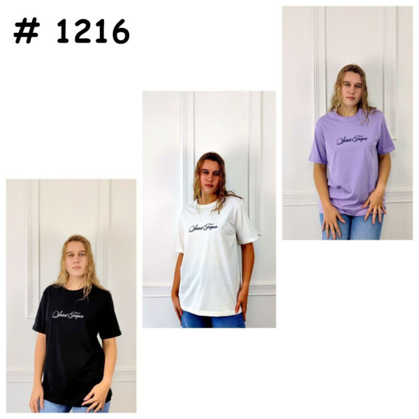 1216# выбор цвета и модели женская футболка (хлопок/ликра, 3 ед, размеры норма: S-L) выдача на следующий день Футболка
