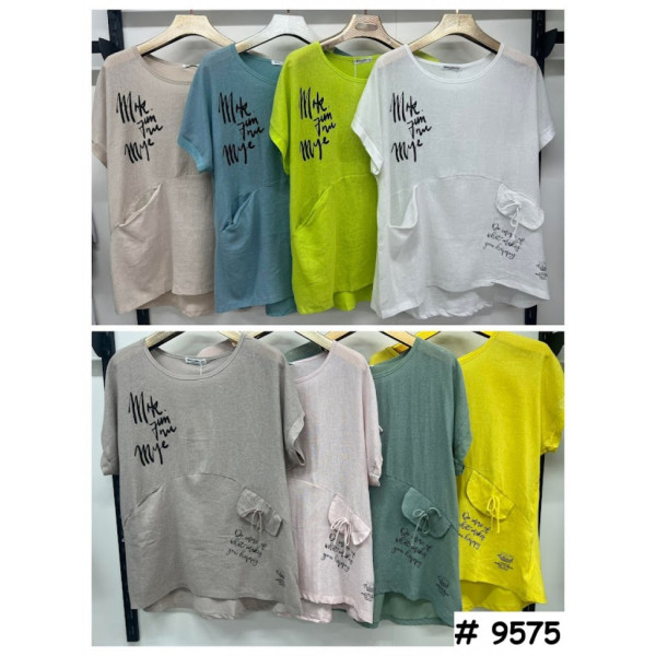 9575# выбор цвета женская футболка (лён, 4 ед, размеры батал: 3XL-6XL) выдача на следующий день Футболка