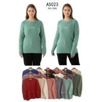 5023 * микс цветов женский свитер (Kiss me, 10 ед, размеры батал: 2XL-3XL) выдача на следующий день Kiss me
