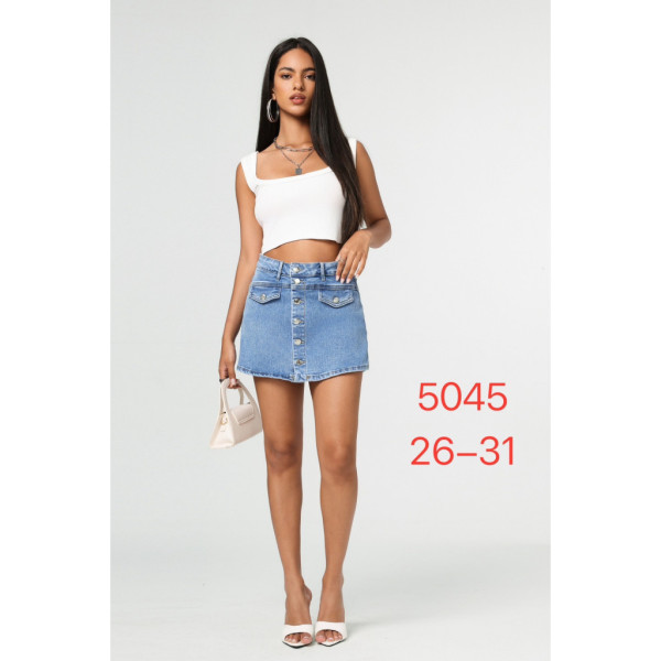5045# голубые женские шорты-юбка (New Jeans, стрейч, 6 ед, размеры норма: 26-31) выдача на следующий день New Jeans