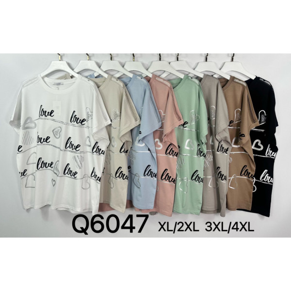 6047# микс цветов женская футболка (Kiss me, 10 ед, размеры батал: 2XL-4XL) выдача на следующий день Kiss me