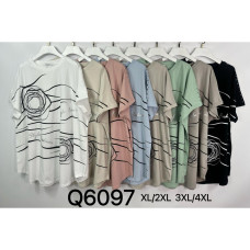 6097# микс цветов женская футболка (Kiss me, 10 ед, размеры батал: 2XL-4XL) выдача на следующий день Kiss me