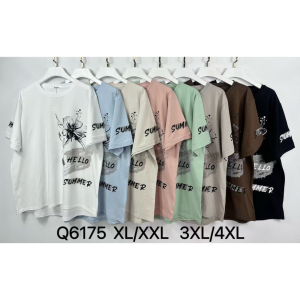 6175# микс цветов женская футболка (Kiss me, 10 ед, размеры батал: XL-4XL) выдача на следующий день Kiss me