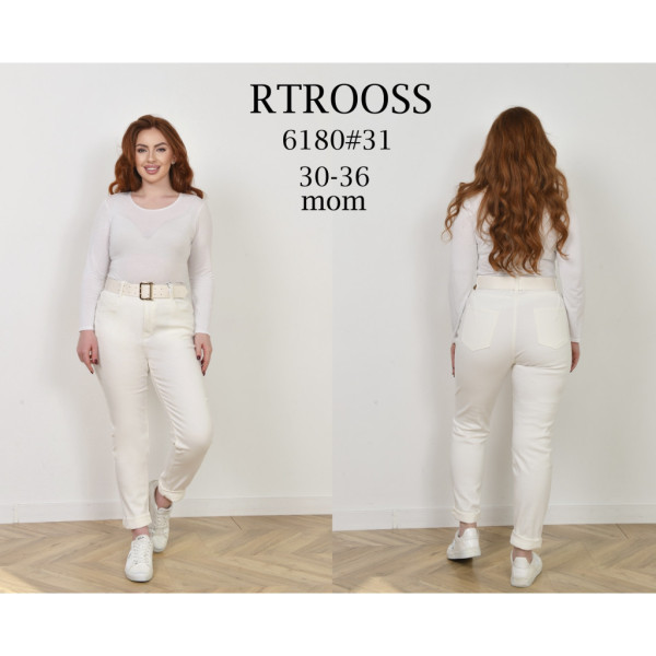6180# белые женские джинсы (RTROOSS, стрейч коттон, 6 ед, размеры батал: 30-36) выдача на следующий день RTROOSS