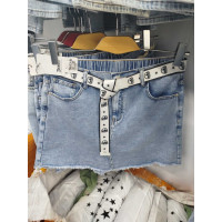 7057# голубые женские джинсовые шорты-юбка(Derun, стрейч, 6 ед, размеры батал: 31-38) выдача на следующий день Derun