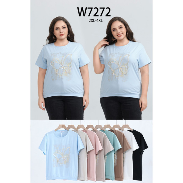7272 # микс цветов женская футболка (10 ед, размеры батал: 2XL-4XL) выдача на следующий день Kiss me