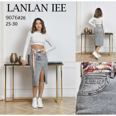 9076# серая женсикая джинсовая юбка (Lanlaniee, стрейч коттон, 6 ед, размеры норма: 25-30) выдача на следующий день LANLANIEE