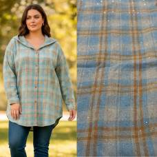 7758-48 голубая женская рубашка (JJF. с камнями и капюшоном, 4 ед, размеры полубатал: 3XL, 4XL, 5XL, 6XL) JJF