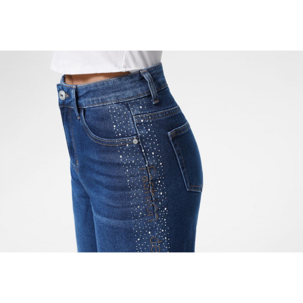7007-2# синие женские джинсовые шорты с камнями (New Jeans, 6 ед, размеры норма: 26-31) выдача на следующий день Шорты