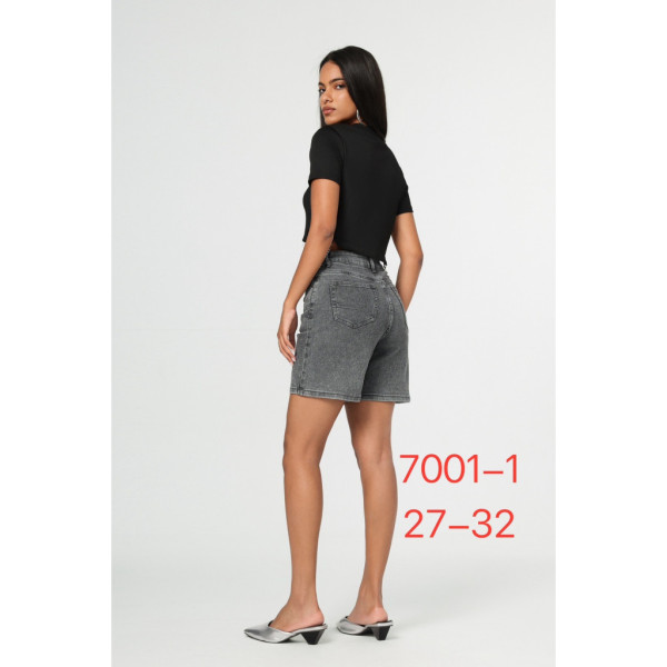 7001-1# серые женские джинсовые шорты с камнями (New Jeans, 6 ед, размеры норма: 27-32) выдача на следующий день Шорты