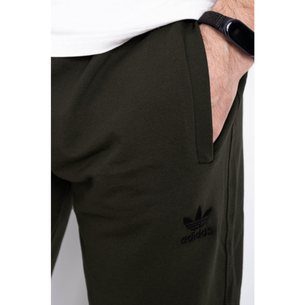 7260-72 оливковые мужские спортивные штаны (двухнитка, скрытый карман на змейке, манжет рибана, логотип вышивка, 5ед, размеры норма: 46, 48, 50,52, 54) Спортивные штаны