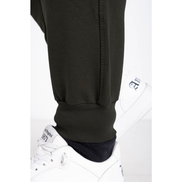 7260-72 оливковые мужские спортивные штаны (двухнитка, скрытый карман на змейке, манжет рибана, логотип вышивка, 5ед, размеры норма: 46, 48, 50,52, 54) Спортивные штаны