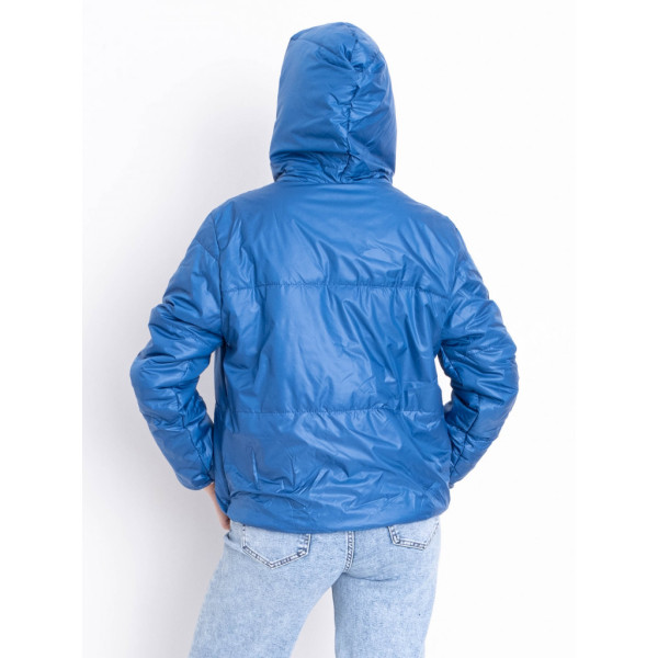 5010-42 голубая женская куртка-зефирка (синтепон, капюшон, 2 ед. размеры норма: 42-44. 46-48) Куртка-зефирка