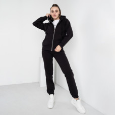 0637-1 черный женский спортивный костюм ( 5`th Avenue ,с капюшоном, турецкая трехнитка, флис, 3 ед, размеры норма: 42.44.46) 5`th Avenue