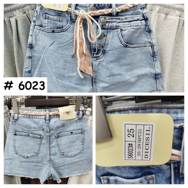 6023# голубые женские джинсовые шорты-юбка (стрейч-коттон, 6 ед. размеры норма: 25-29) выдача на следующий день Шорты