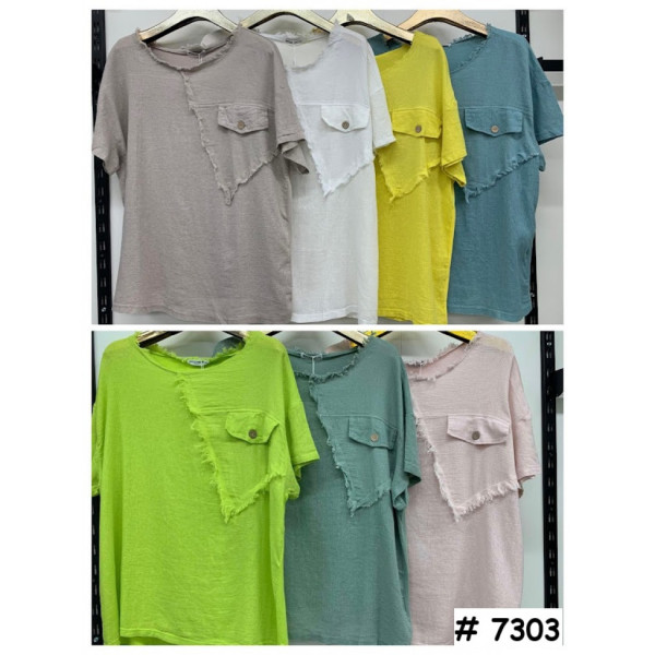 7303# выбор цвета женская футболка (лён, 4 ед, размеры батал: 3XL-6XL) выдача на следующий день Футболка