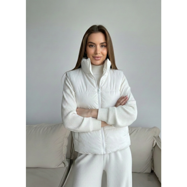0073-10 біла жіноча жилетка (5'TH AVENUE, синтепон, 3 од. розміри норма: 42, 44, 46) 5`th Avenue