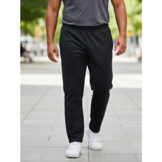 7681-1 черные мужские спортивные штаны (двухнитка, скрытый карман на змейке, логотип вышивка, 5ед, размеры полубатал: 50, 52, 54, 56, 58) Спортивные штаны