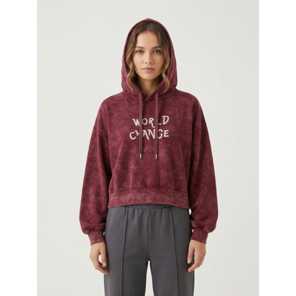 820806-5 бордовый женский худи (двухнитка, варка, укороченая, с капюшоком, 1 ед, универсальный размер норма : S/L) Худи