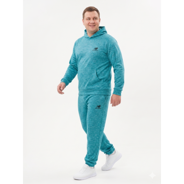 4969-7 зеленый мужской спортивный костюм (двунитка, с капюшоном, 5ед, размеры полубатал: 50, 52, 54, 56, 58) Спортивный костюм