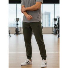 7260-72 оливковые мужские спортивные штаны (двухнитка, скрытый карман на змейке, манжет рибана, логотип вышивка, 5ед, размеры норма: 46, 48, 50,52, 54) Спортивные штаны