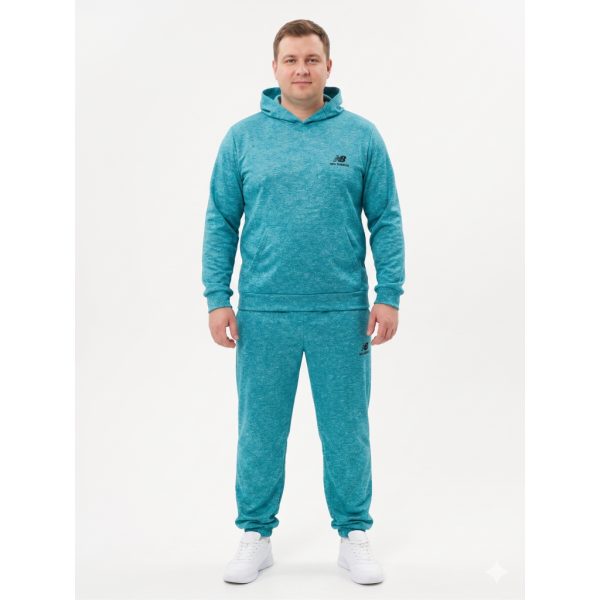 4969-7 зеленый мужской спортивный костюм (двунитка, с капюшоном, 5ед, размеры полубатал: 50, 52, 54, 56, 58) Спортивный костюм