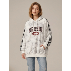 2903-10 белый женский батник (двухнитка, варка, с капюшоном , 1 ед, универсальный размер норма : M/XL) Батник