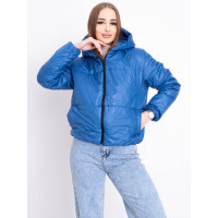 5010-42 голубая женская куртка-зефирка (синтепон, капюшон, 2 ед. размеры норма: 42-44. 46-48) Куртка-зефирка