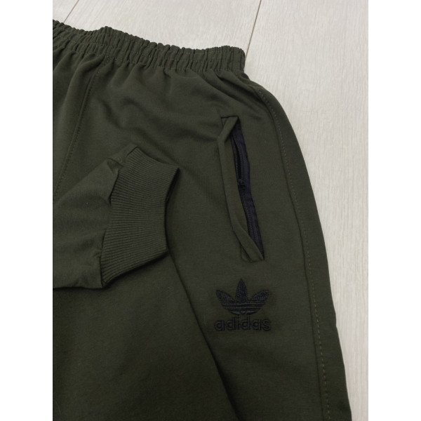 7260-72 оливковые мужские спортивные штаны (двухнитка, скрытый карман на змейке, манжет рибана, логотип вышивка, 5ед, размеры норма: 46, 48, 50,52, 54) Спортивные штаны