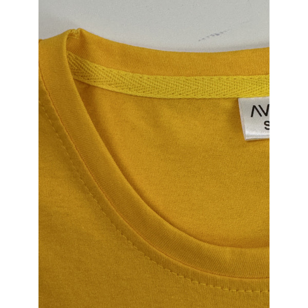 8900-8 жёлтая женская футболка (турецкий коттон, 4 ед, размеры норма:S. M. L. XL) Футболка