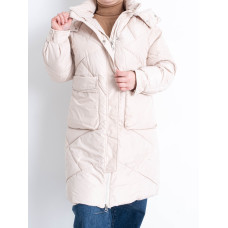 0925-3 світло-бежева жіноча куртка (напівбатал, синтепон, капюшон, 5 од. розміри на бирках: M-3XL, повторюються, більше мірять на 1 розмір)