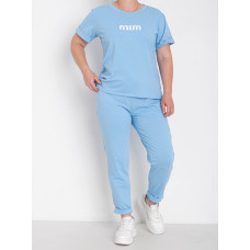 1771-40 блакитний жіночий спортивний костюм (футболка + штани) (5'TH AVENUE, турецька двонитка, 3 од. розміри батал: 54. 56. 58)