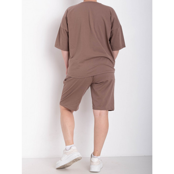 0385-4 мокко жіночий костюм двійка (футболка + шорти) (5'TH AVENUE, турецька бавовна, 3 од. розміри батал:52, 54, 56)