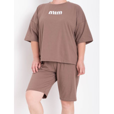 0385-4 мокко жіночий костюм двійка (футболка + шорти) (5'TH AVENUE, турецька бавовна, 3 од. розміри батал:52, 54, 56)