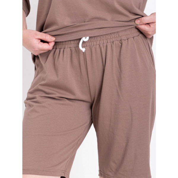 0385-4 мокко жіночий костюм двійка (футболка + шорти) (5'TH AVENUE, турецька бавовна, 3 од. розміри батал:52, 54, 56)