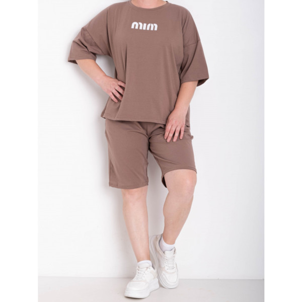 0385-4 мокко жіночий костюм двійка (футболка + шорти) (5'TH AVENUE, турецька бавовна, 3 од. розміри батал:52, 54, 56)