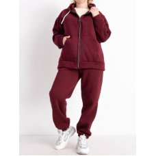 0638-5 бордовий жіночий спортивний костюм (5`th Avenue, турецька тринитка, фліс, 3 од., розміри батал: 50. 52. 54)