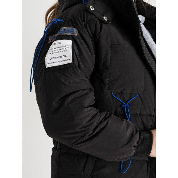 0825-13 чорна жіноча куртка з капюшоном (3 од. розміри норма: S. L. L)