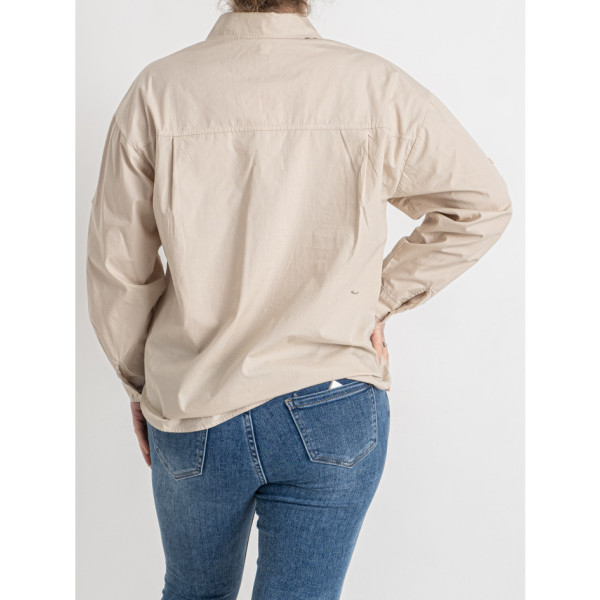 3549-3 бежева жіноча сорочка (BASE, бавовна, 4 од. розміри батал: 2XL. 3XL. 4XL. 5XL)