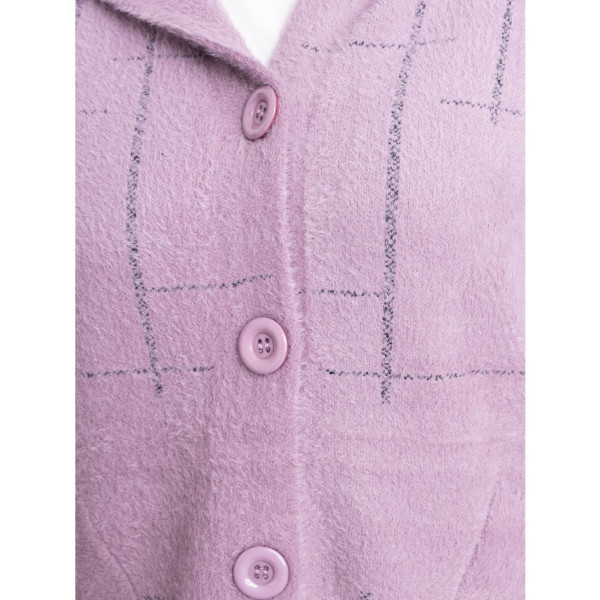 0777-23 рожевий жіночий кардиган (вовна альпаки, з капюшоном, 1 од. універсальний розмір батал: 56-60)