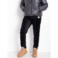 0026 чорні жіночі спортивні штани (велюр трикотаж на флісі, 6 од. розміри норма: 25. 26. 27. 28. 29. 30)