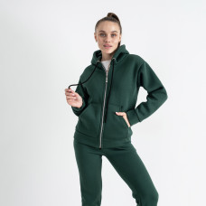 0637-70 зелений жіночий спортивний костюм (5`th Avenue, з капюшоном, турецька тринитка, фліс, 3 од., розміри норма: 42. 44. 46)
