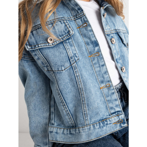 0921-6C блакитна підліткова джинсова куртка (MODA, на 9-11 років, 3 од. розміри на бірках: 130.140.150)